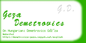geza demetrovics business card
